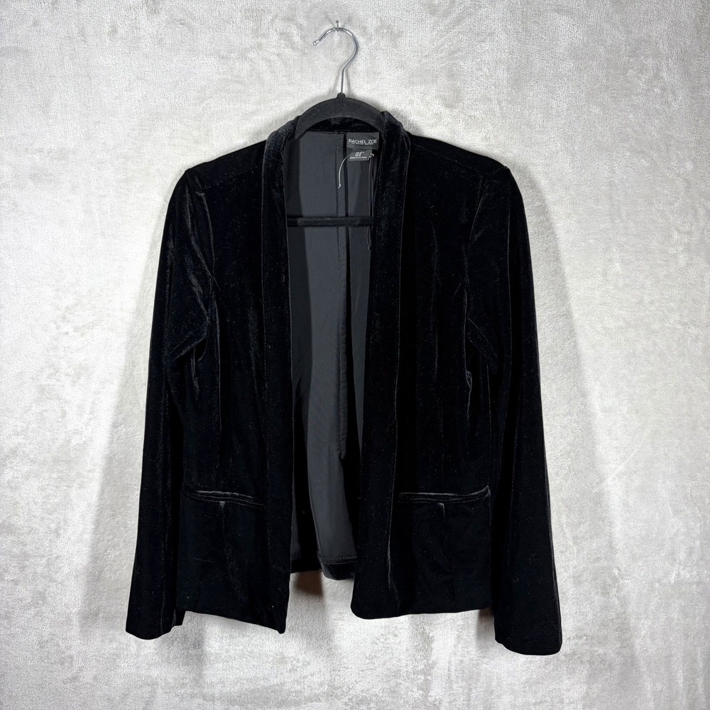 Rachel Zoe Open Black Velvet Blazer Size M Evening Gothic Chic Dark Academia